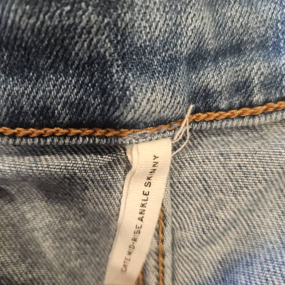 Rag & Bone Cate Mid Rise Ankle Skinny Jeans Blue Distressed Zip Women's Size 31 - Picture 6 of 10